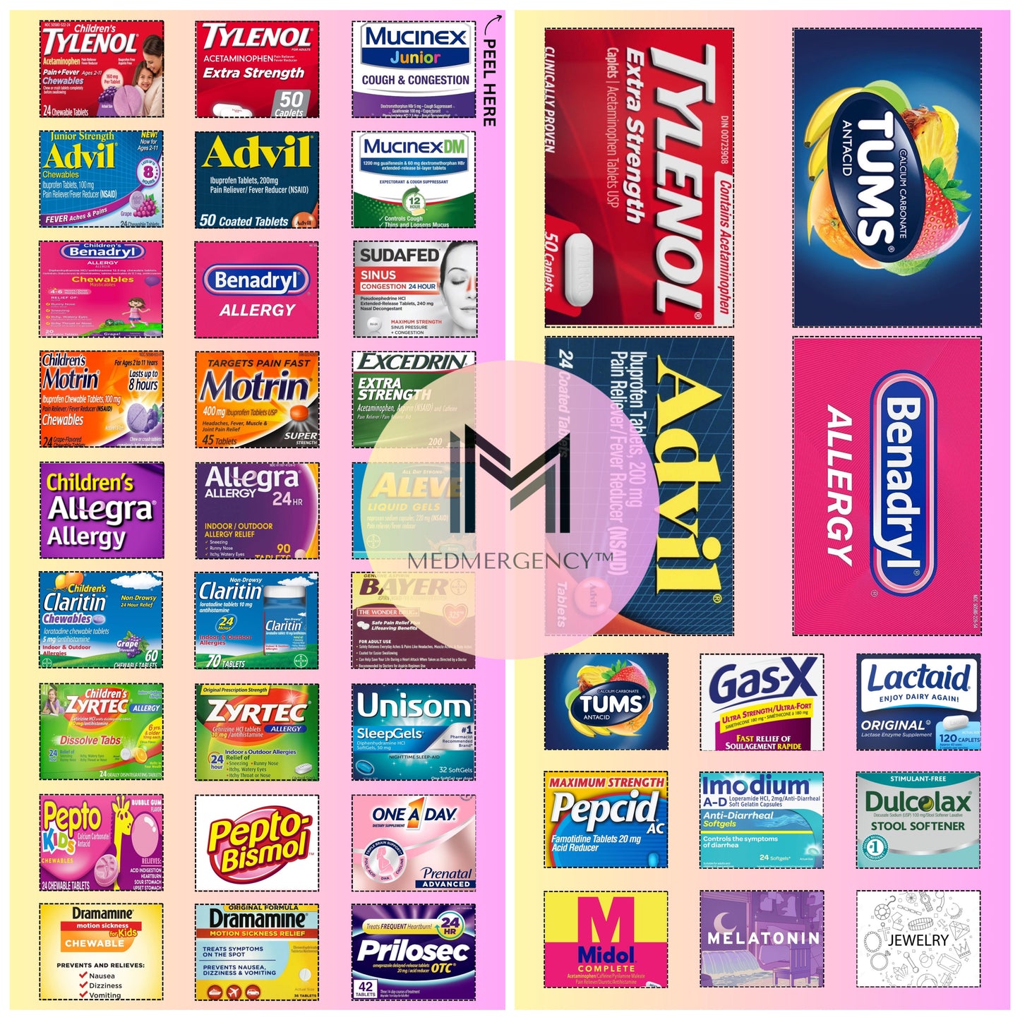 SPRINGSALE | MedMate Mini 9 Pill Organizer with Medicine Label Sticker Sheets | Travel Pill Box | Medicine Storage Container Case