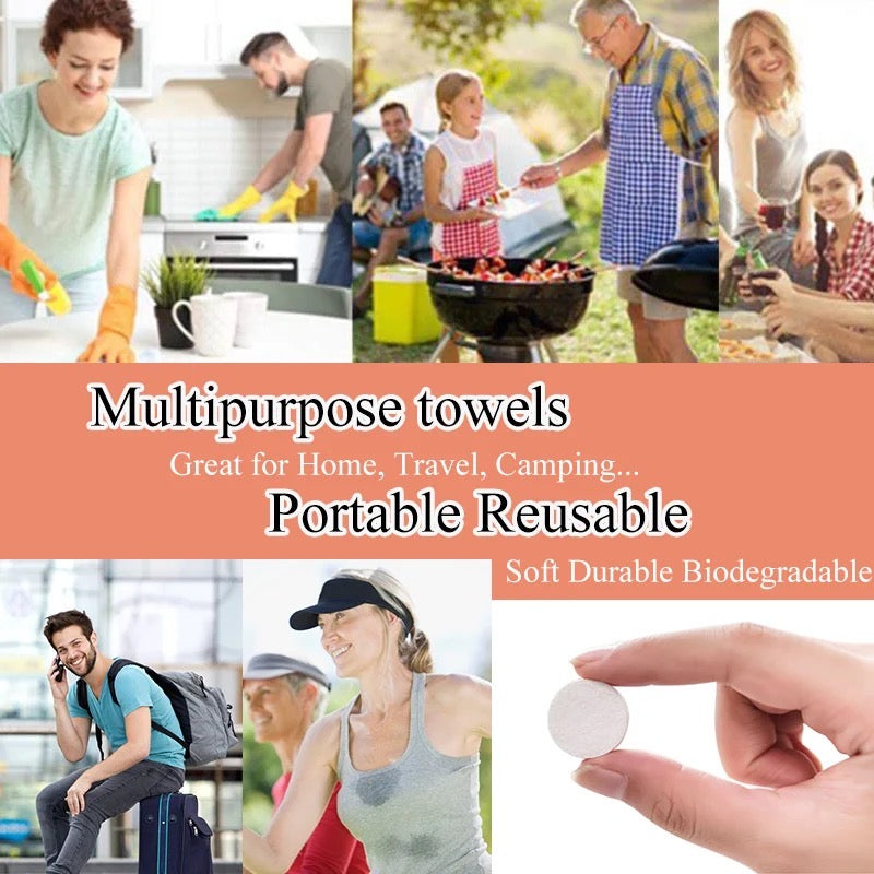 100 Mini Compressed Cotton Towel Tablets