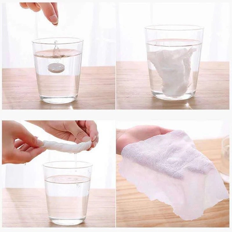 100 Mini Compressed Cotton Towel Tablets