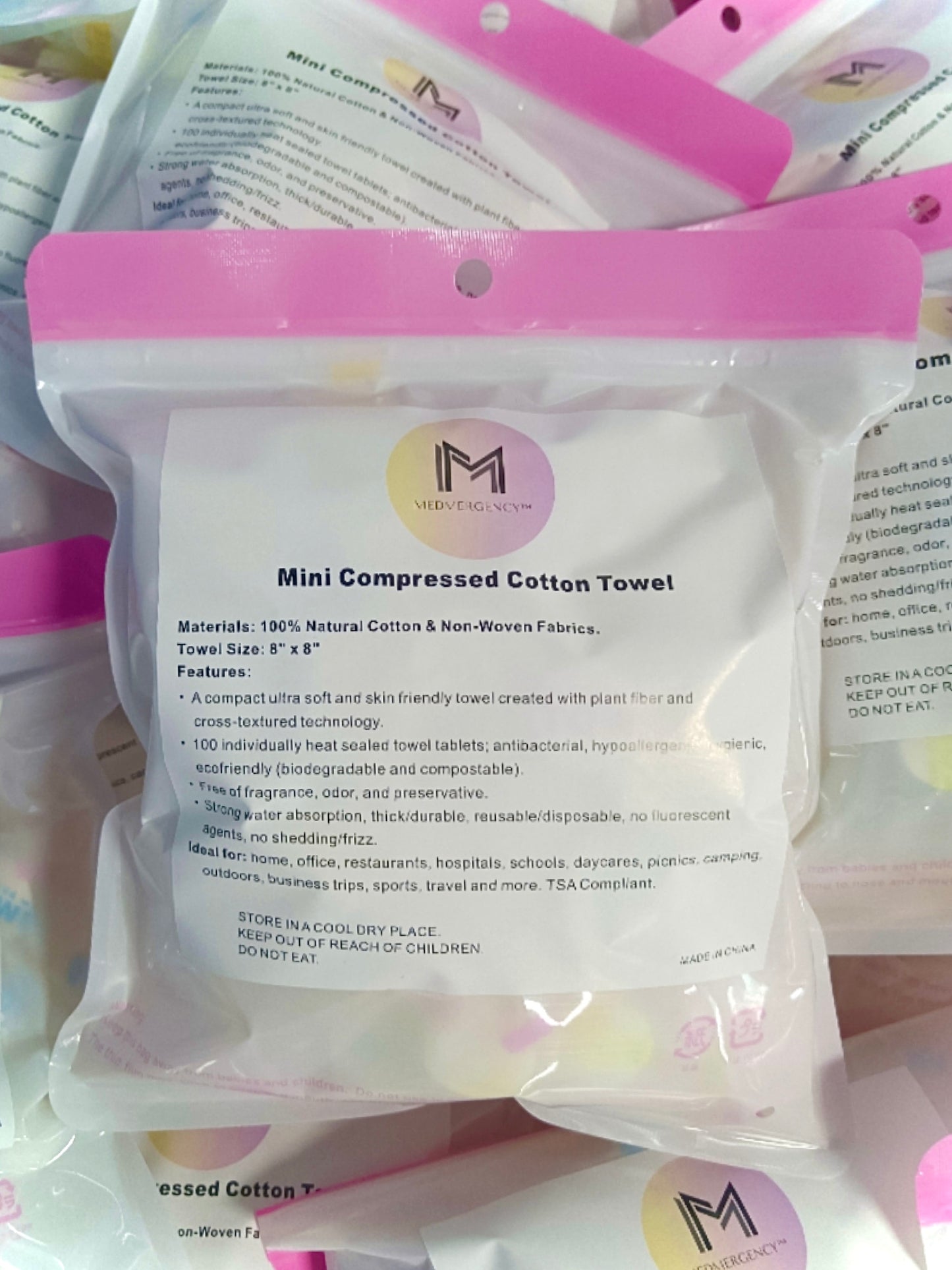 100 Mini Compressed Cotton Towel Tablets