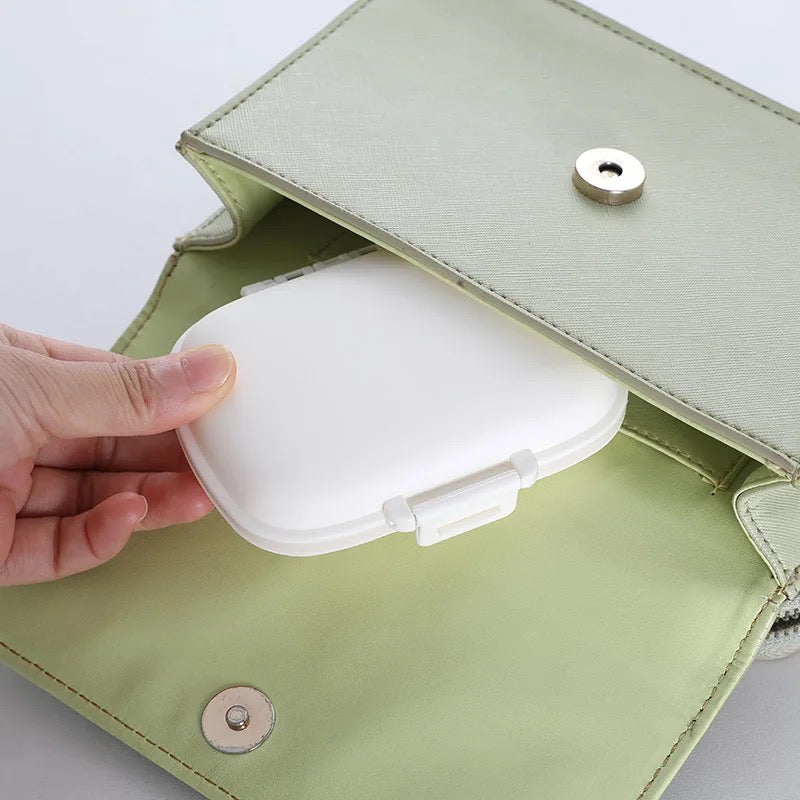 SUMMERSALE | MedMate Mini 8 Pill Organizer with Medicine Label Sticker Sheets | Travel Pill Box | Medicine Storage Container Case